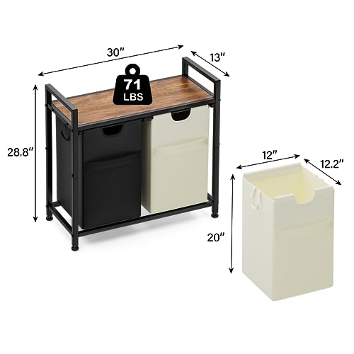 112L Large Double Laundry Hamper with 2 Removable Washable Bags P207