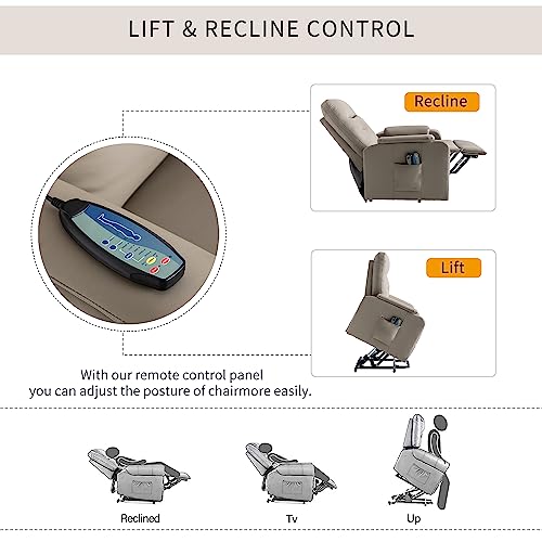 Grey Leather Electric Power Lift Recliner Chair with Massage K73270