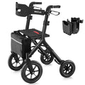 Red 12" Big Rubber Wheels Rollator Walker with Seat T73182