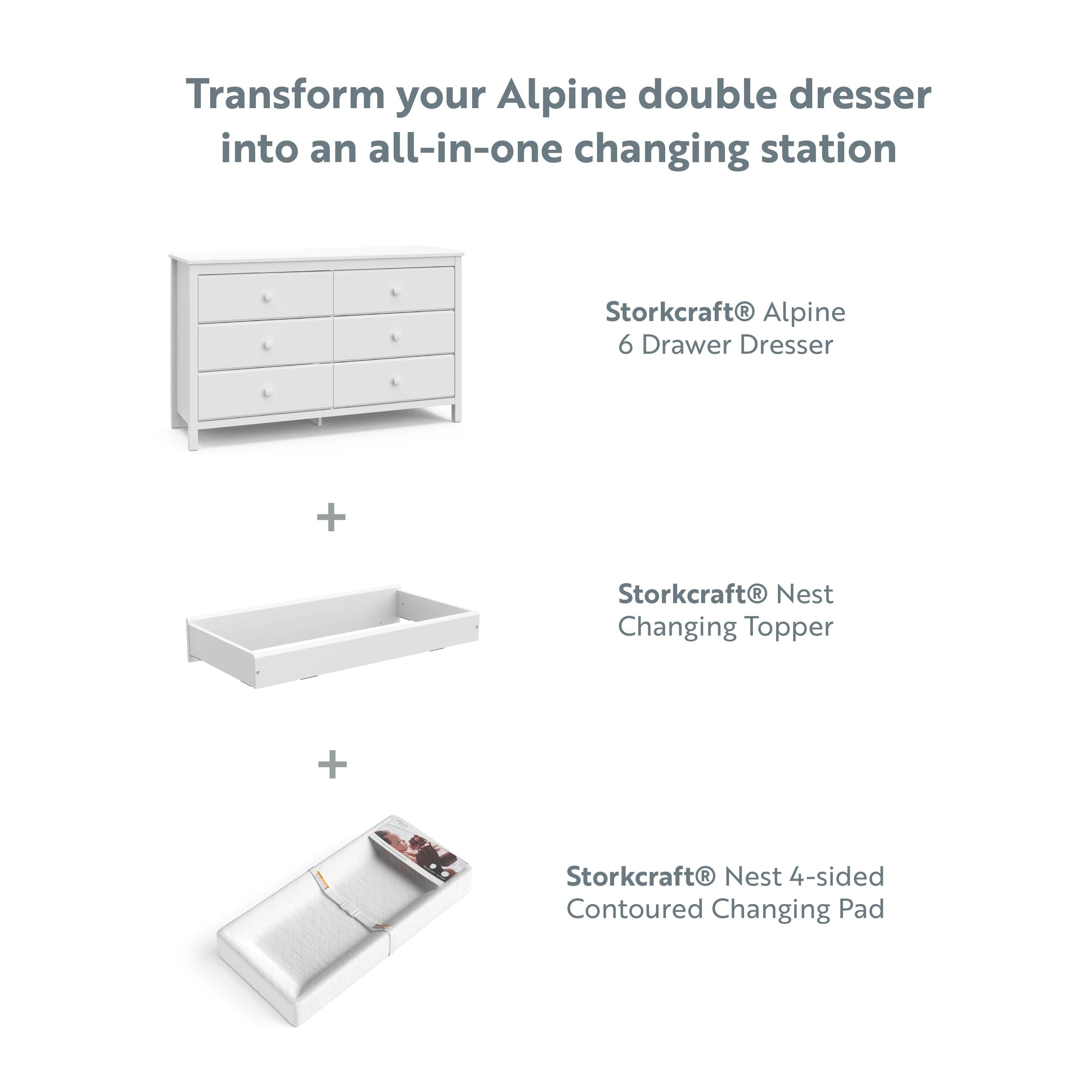 White 6 Drawer Kids Double Dresser X129
