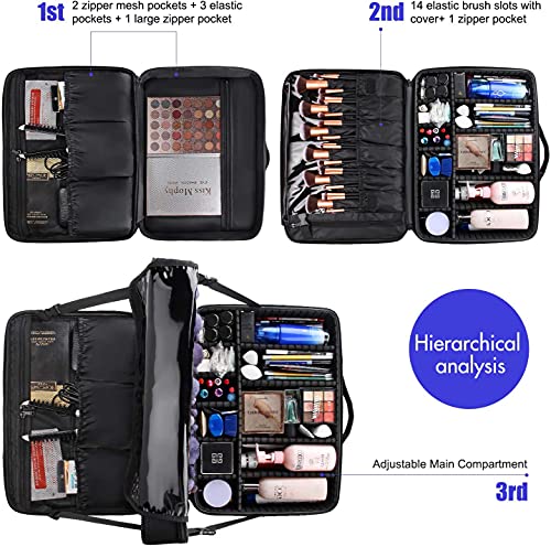 Large Capacity 3 Layers Makeup Case Cosmetic Organizer Brush Bag Barber Train Case M433