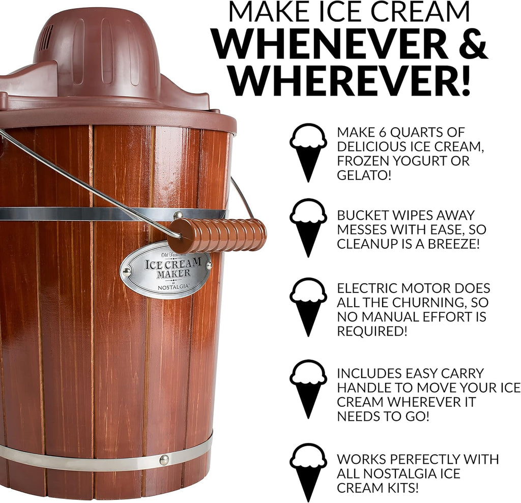 Dark Wood 6 Quart Electric Ice Cream Maker O30656