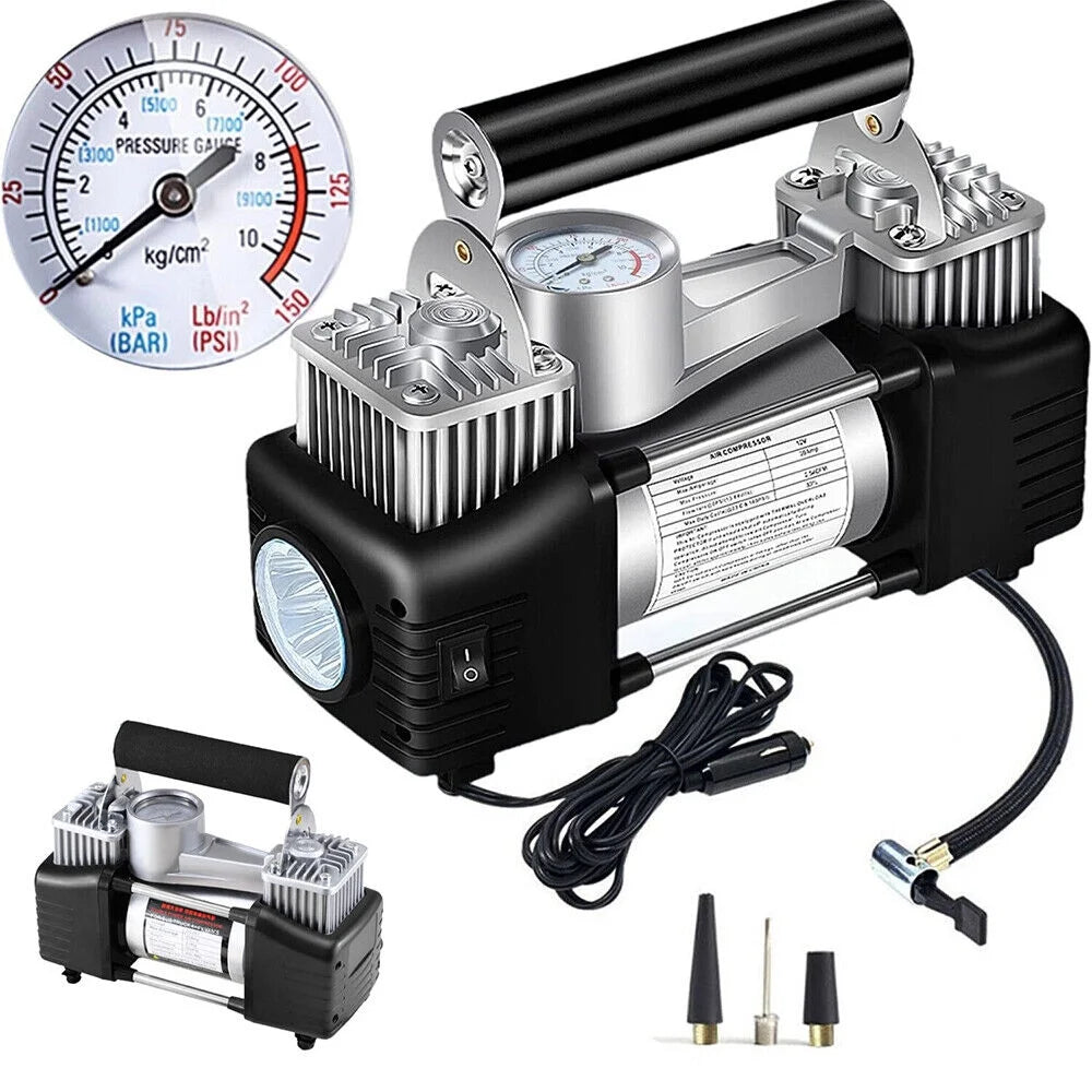 12V DC Double Cylinders Metal Tire Inflator with Auto-Off Y27139
