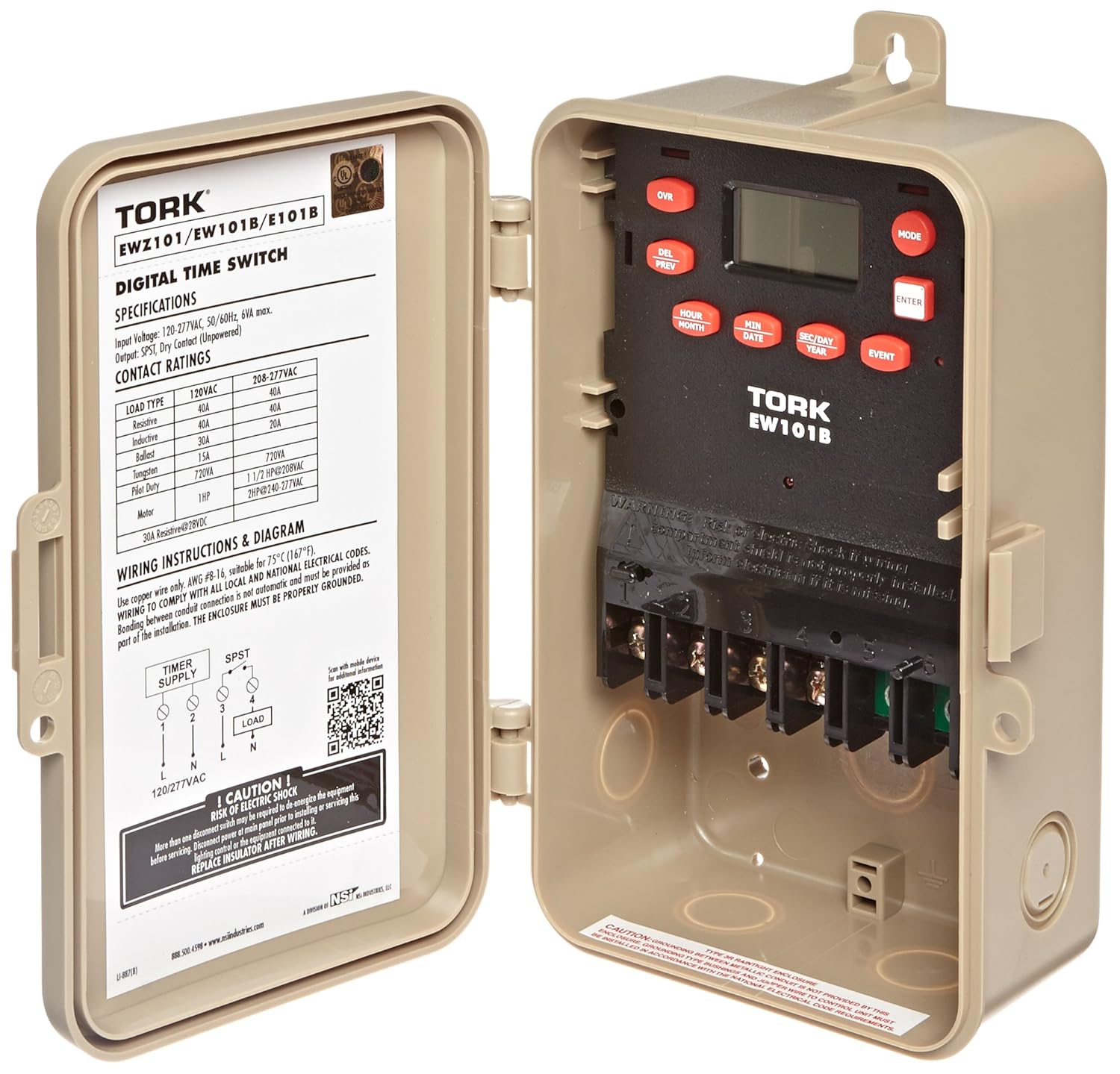 Multipurpose Control 7 Day Time Switch, 120-277 VAC, 1 Channel, SPST Output Dry Contact Y746998