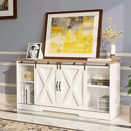 Espresso Farmhouse TV Stand with Sliding Barn Doors H572