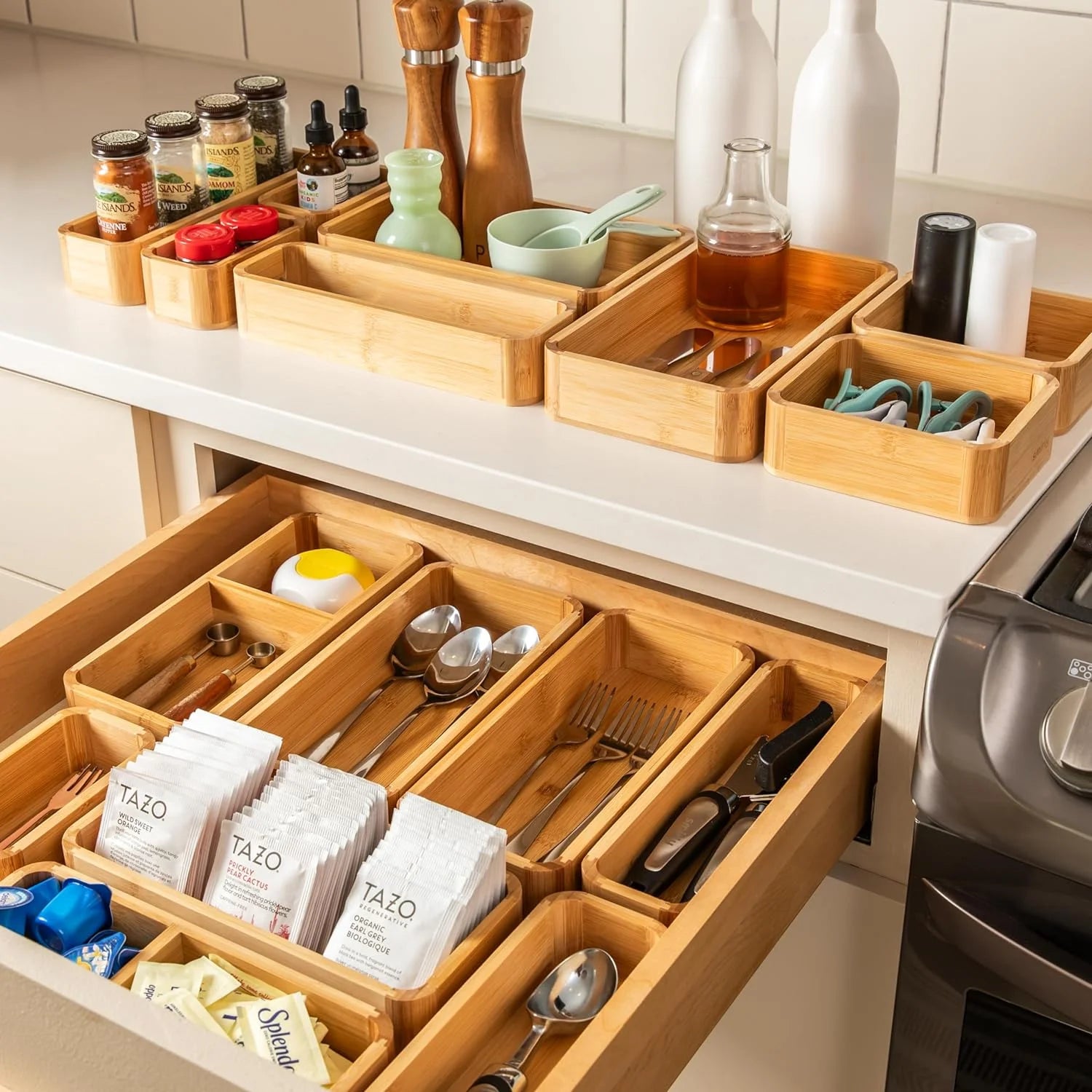 3-Piece Bamboo Kitchen Drawer Organizer Set H44961