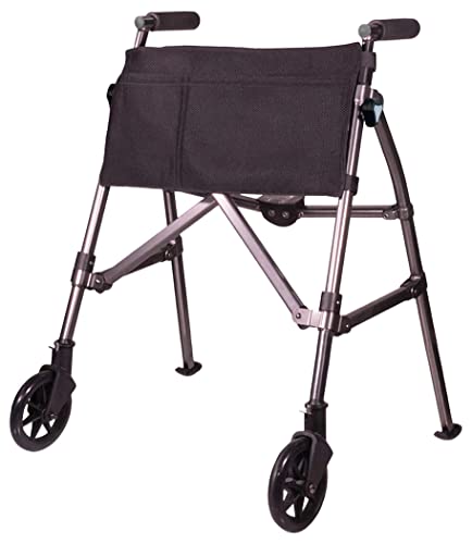 Black Walnut Compact Folding Rolling Walker Z302