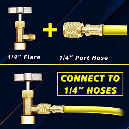 R1234YF Self-Sealing Puncture Style Refrigerant Can Tap Valve with Hose Adapters G973238