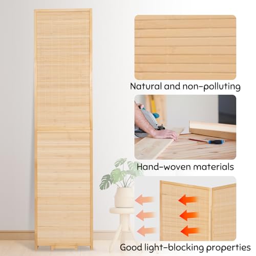 5.6FT Brown Bamboo 4 Panel Room Divider D92290