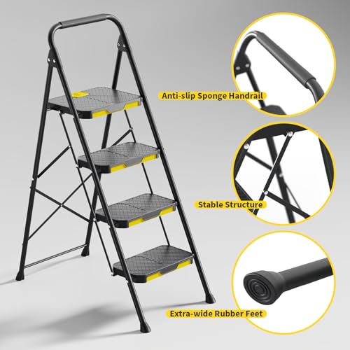5 Step Folding Steel Ladder with Handrails D155