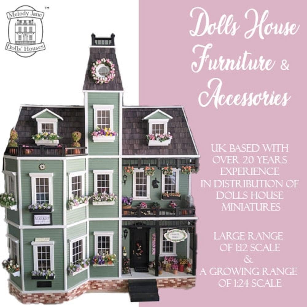 Blue & White Dollhouse Bedroom Furniture Set with Bunk Bed 1:12 Scale I154493