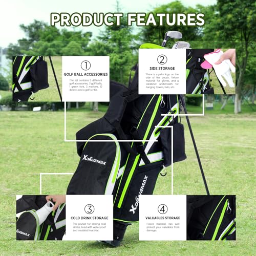15 Way Lightweight Golf Stand Bag with Rain Cover Q77115