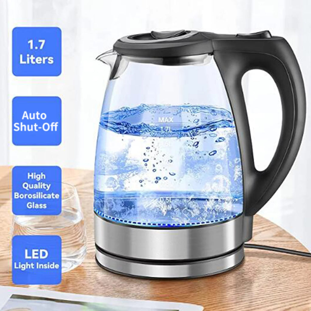 1.7L 1500W Glass Electric Kettle with Auto Shut-Off P27607