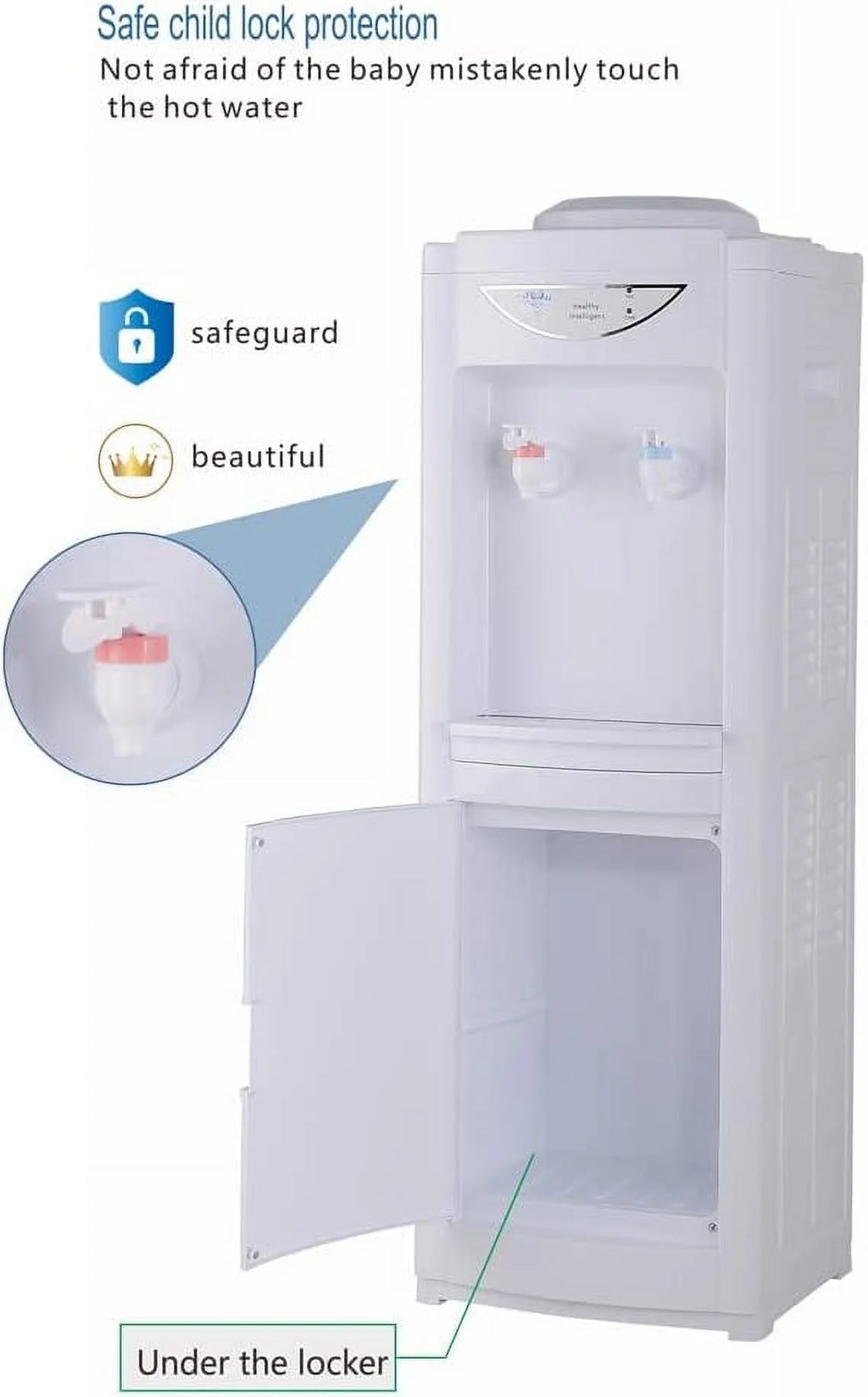 White Hot & Cold 5 Gallon Water Cooler Dispenser with Children Safety Lock X249
