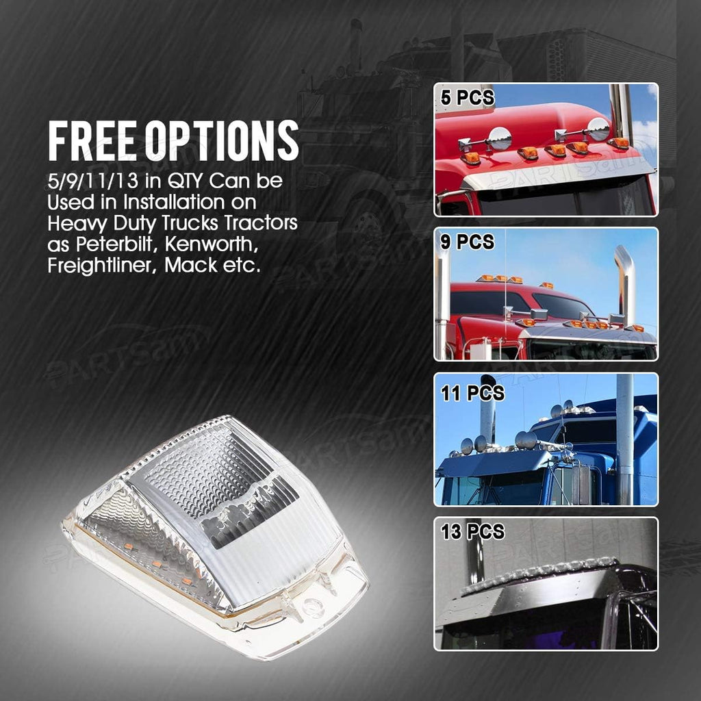5pcs 17 LED Amber Cab Marker Roof Running Truck Cab Light E335