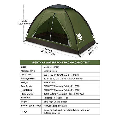 Lightweight Waterproof Single Layer Backpacking Tent for 2 Persons F24768