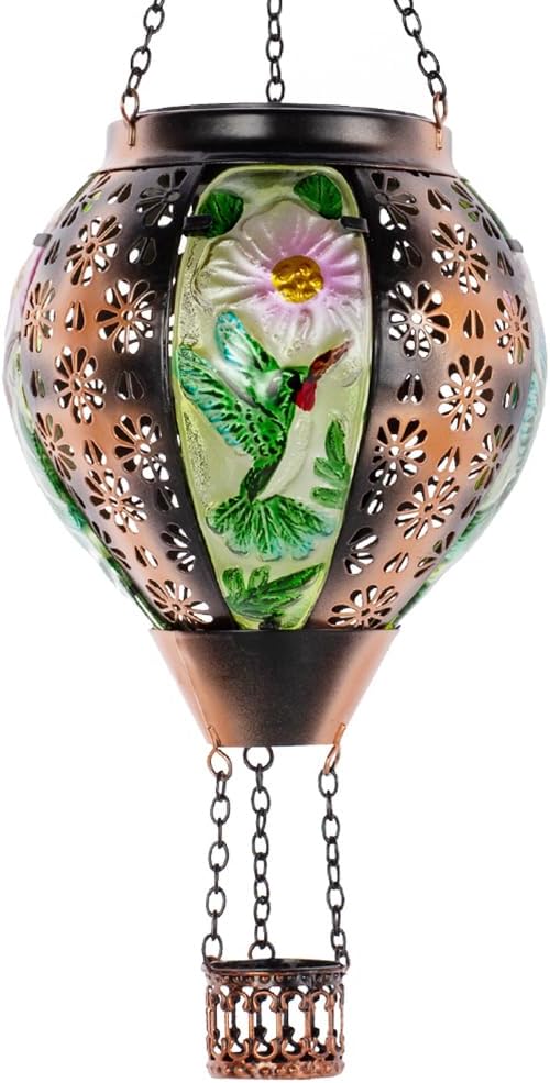 Metal & Glass Solar Lantern with Candle Holder U767354