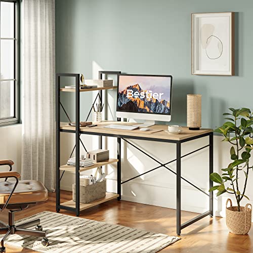 47 Inch Grained Black Computer Desk with Shelves U560252