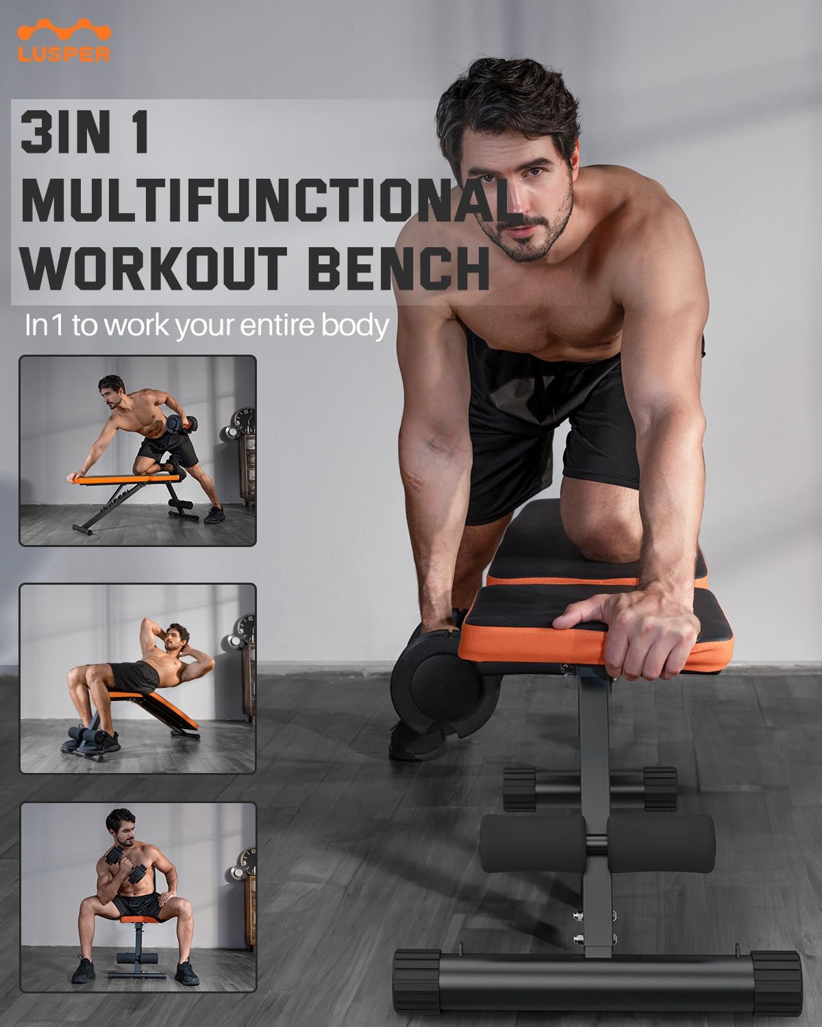 Weight Bench & Adjustable Dumbbells Set, 44LB Free Weights with Connector O699530