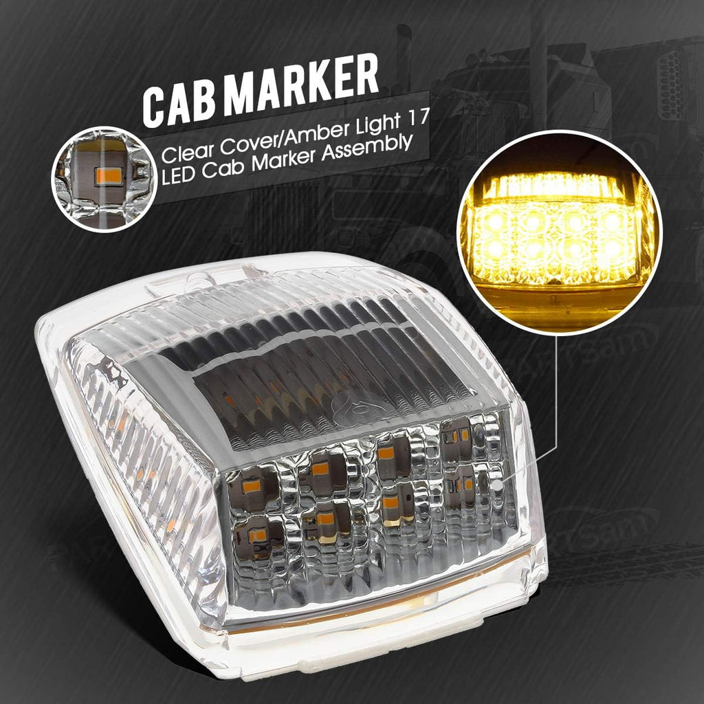 5pcs 17 LED Amber Cab Marker Roof Running Truck Cab Light E335