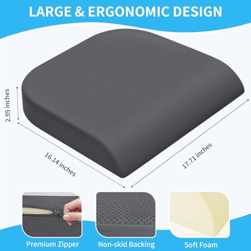Large Seat Cushion, Soft Foam Cushion, Non-Slip Chair Pad (Grey) L906848