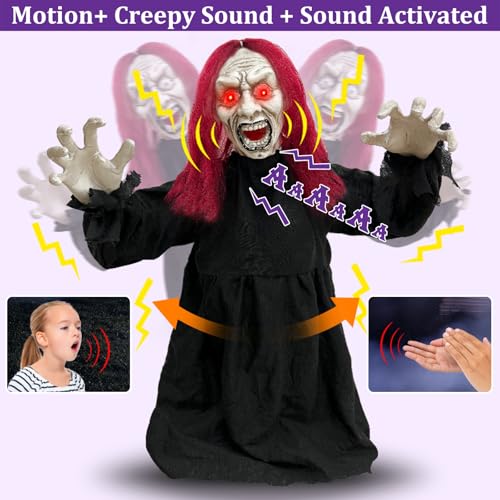 2.6 Ft Zombie Animatronics with Glowing Eye S2940