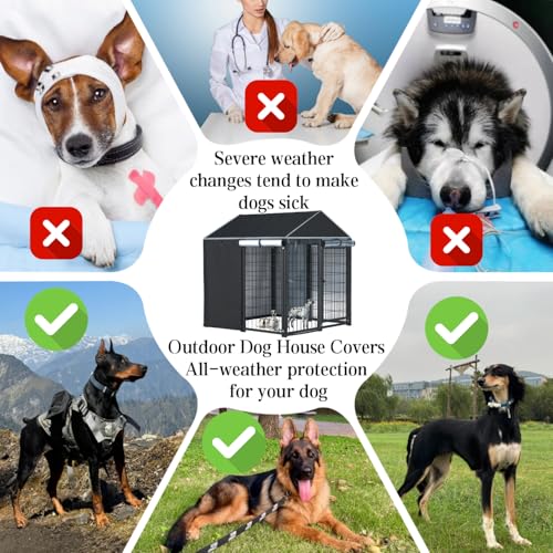 600d Heavy Duty Waterproof Black Dog Kennel Cover 4'Dx4'Wx4.5'H D78312