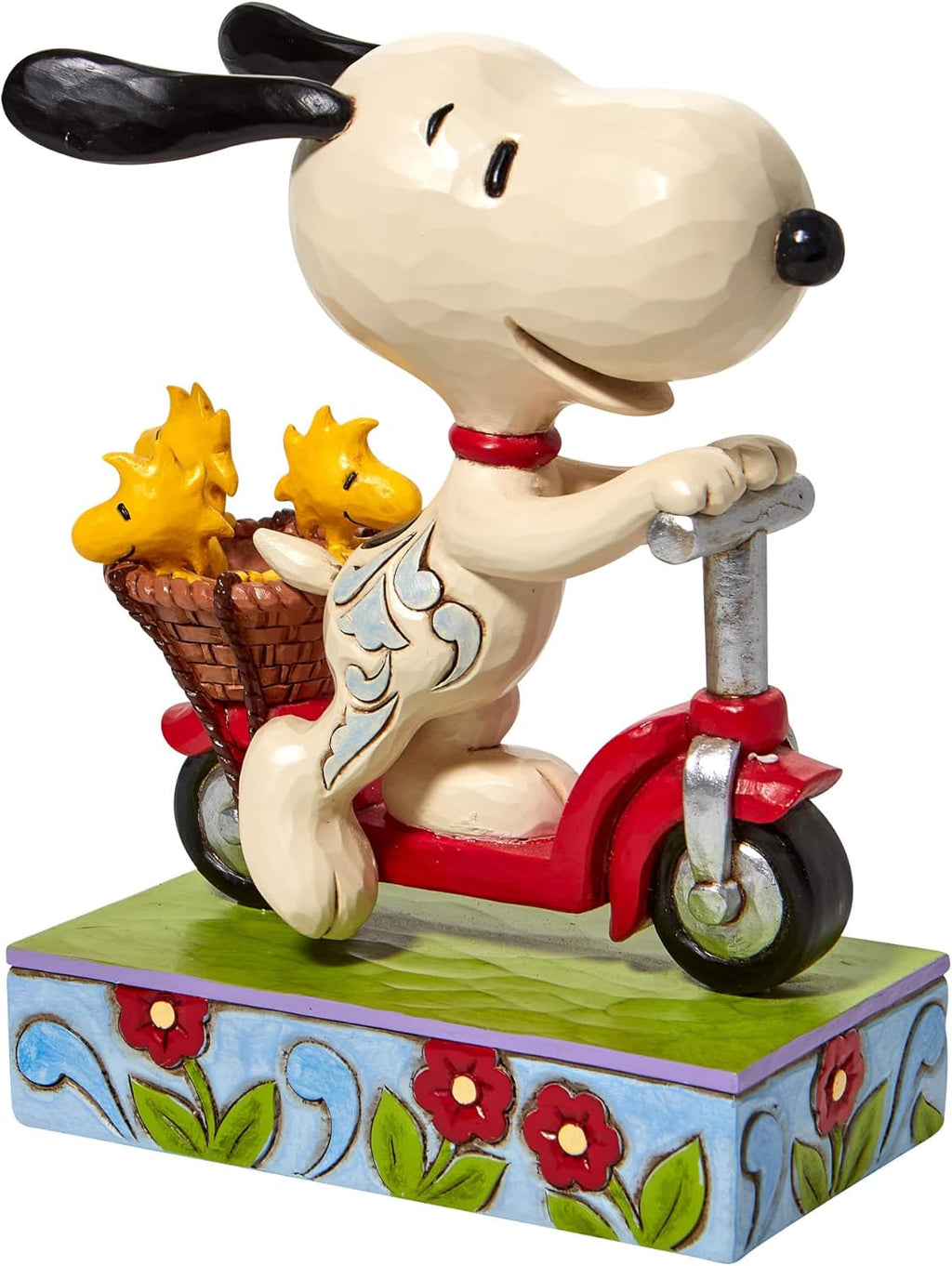 6.5 Inch Multicolor Snoopy and Woodstock Riding a Scooter Figurine S836