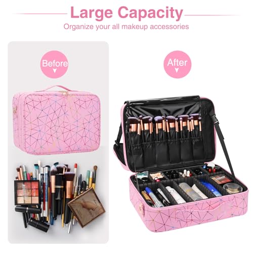Large Capacity 3 Layers Makeup Case Cosmetic Organizer Brush Bag Barber Train Case M433