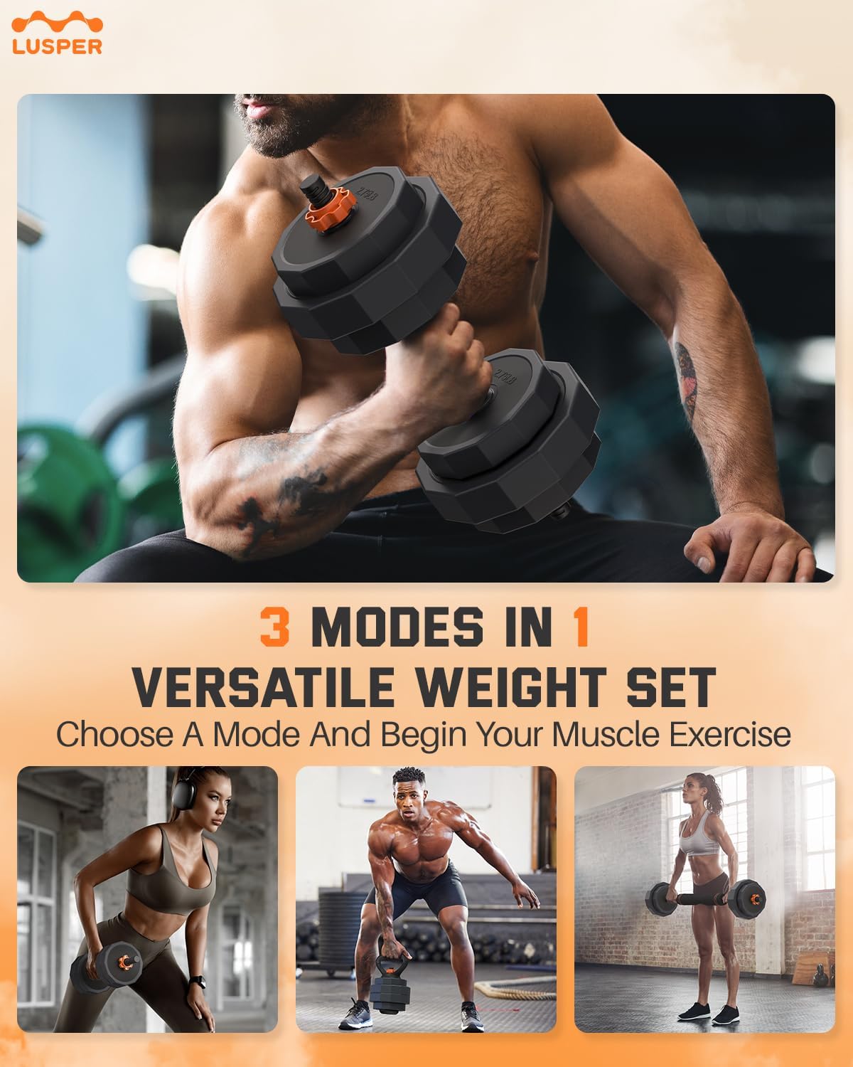 Weight Bench & Adjustable Dumbbells Set, 44LB Free Weights with Connector O699530