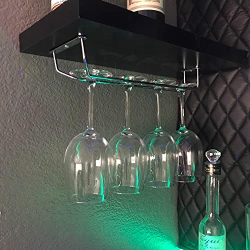 Black Stainless Steel Under Cabinet Wine Glass Rack Set of 4 Z663