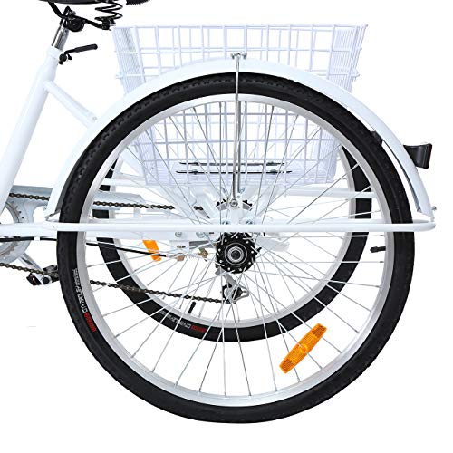 24 Inch 26 Inch 3-Wheel Adult Tricycle with Shopping Basket U386609