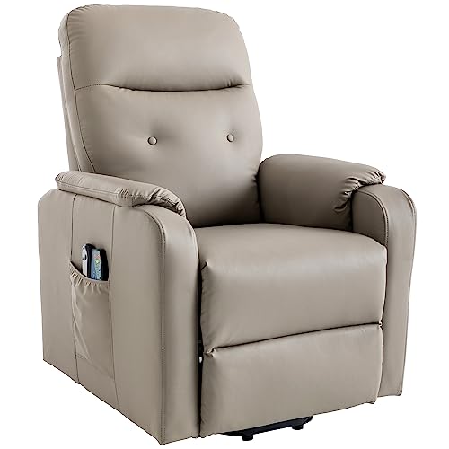 Grey Leather Electric Power Lift Recliner Chair with Massage K73270