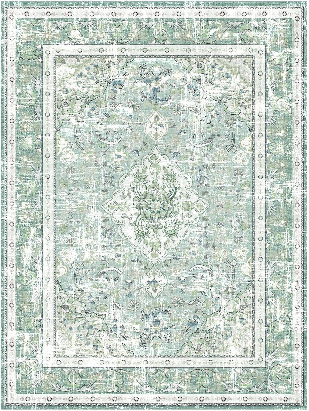 Sage Green 5×7 Washable Area Rug U98379