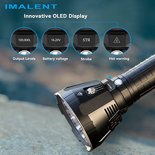 100,000 Lumens Rechargeable LED Flashlight with OLED Display N2594