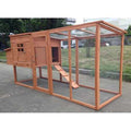 Large 95 inch Solid Wood Chicken Coop with Run Nesting Box Brown L224