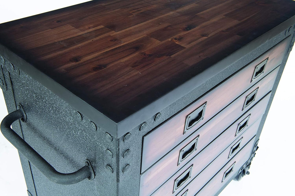 36" 5 Drawer Rolling Tool Chest with Wood Top S5480