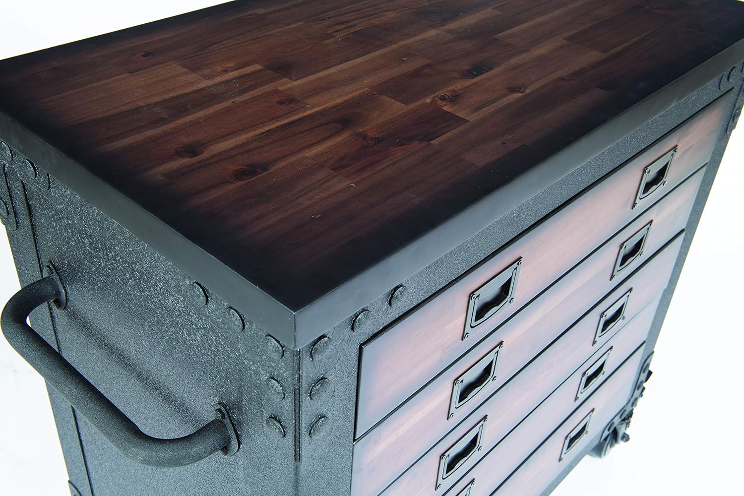 36" 5 Drawer Rolling Tool Chest with Wood Top S5480