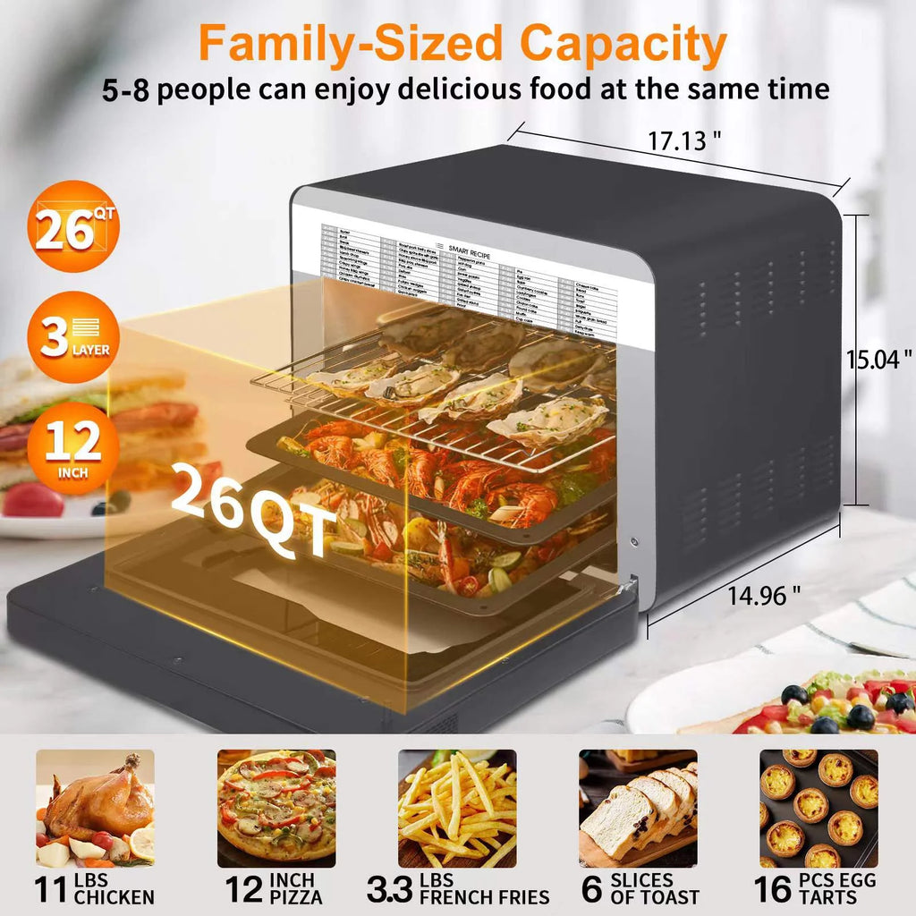 Extra Large Capacity 26 QT Air Fryer Toast Oven Combo with Rotisserie and Dehydrator K349668