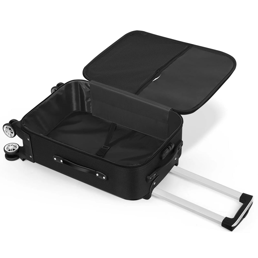 20 inch Softside Black Carry On Suitcase with Spinner Wheels Lock E800