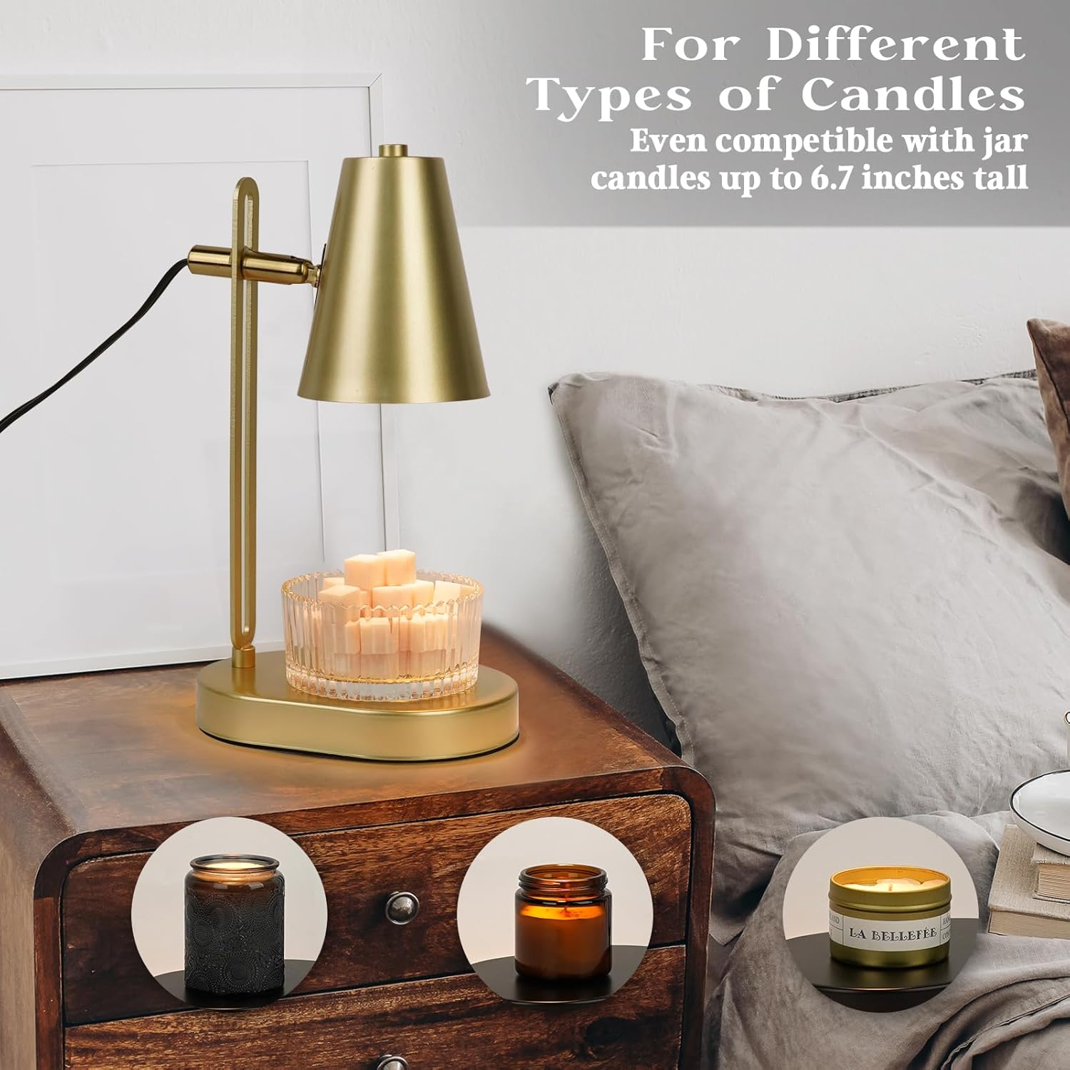 Candle Warmer Lamp with Timer, Adjustable Dimmable, 2 Bulbs N747