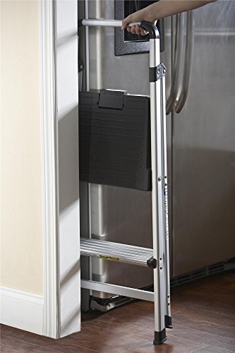 2 Step Folding Step Stool, Aluminum/Black J911