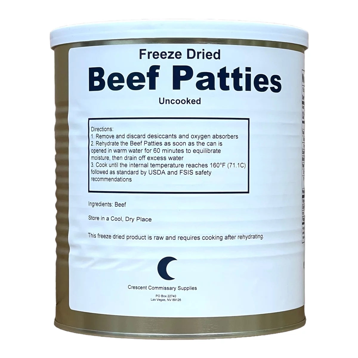 15-16 Thick Patties Freeze Dried Hamburger Ground Beef Patties in a #10 Can Q3947