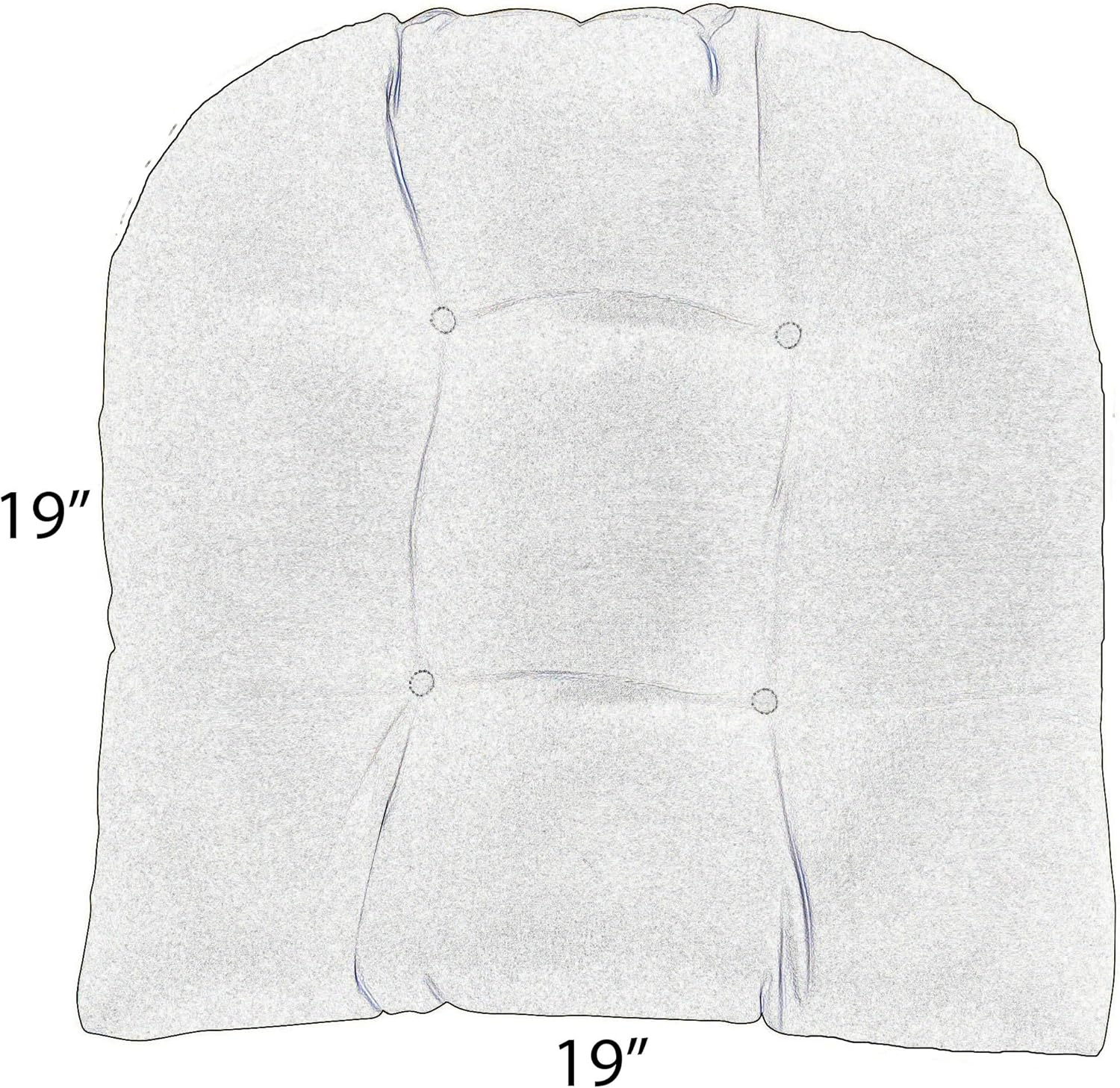 Tufted Wicker U-Shape Cushions Set of 2, 19” x 19”, Sunbrella Performance Fabric, Outdoor Seat Cushions E7663