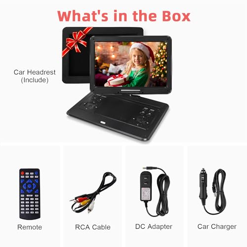 16.9" Portable Mobile DVD Player with 14.1" Large Swivel Screen with 6 Hrs Rechargeable Battery (Blue) O6413