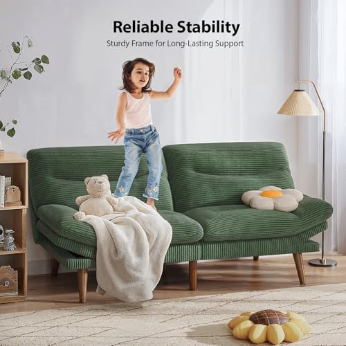 Grey Corduroy Convertible Futon Sofa Bed Z16755