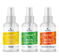 Citrus Hand & Body Spray Variety Pack Three 3-Ounce Travel-Size Spray Bottles Lemon Lime Mandarin Orange R8643