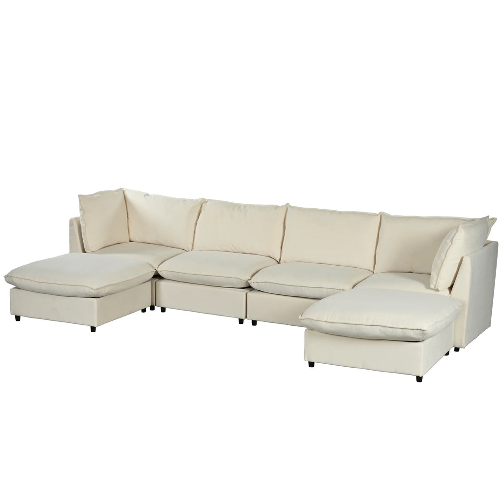 Large U-Shape Sectional Sofa with Removable Ottomans I18471