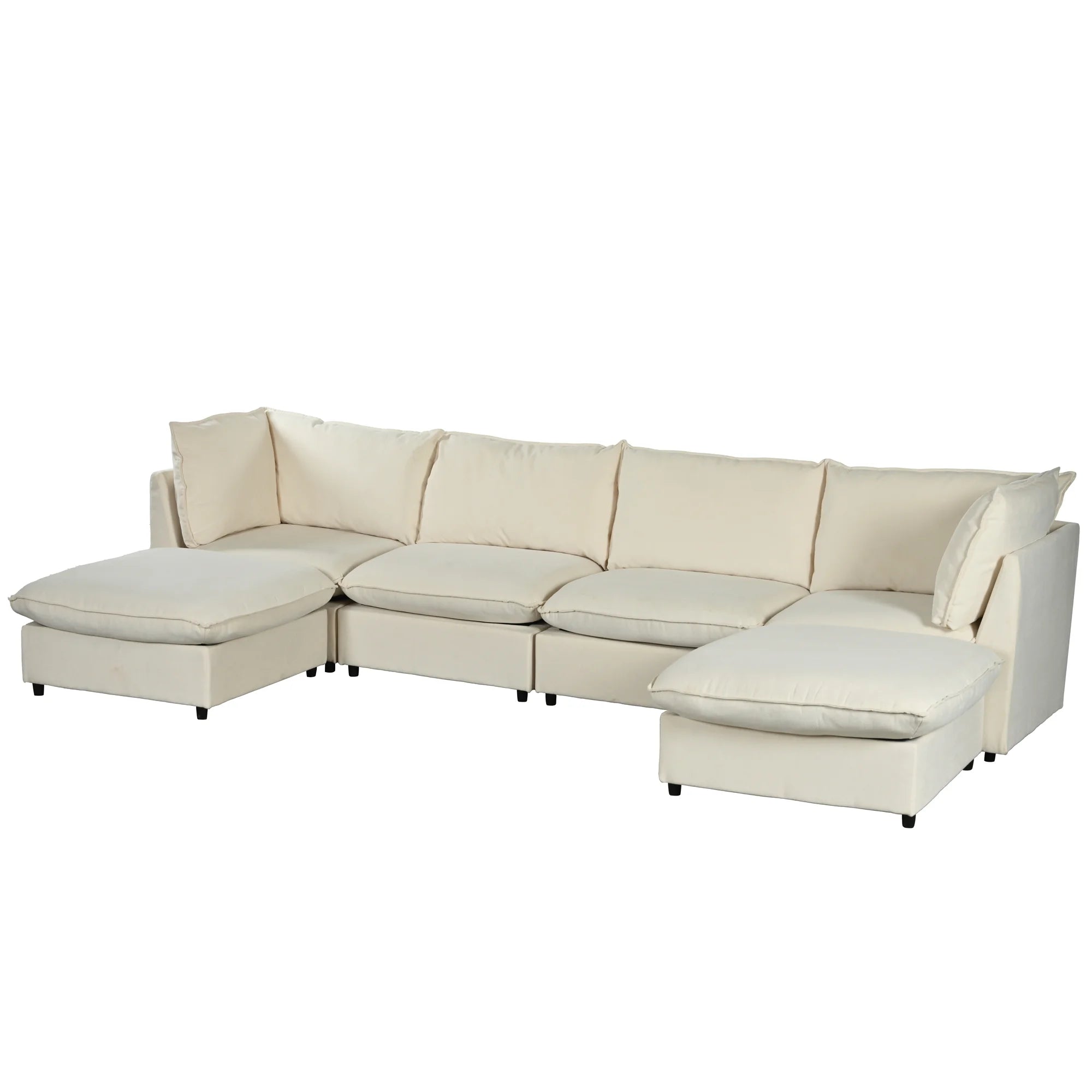 Large U-Shape Sectional Sofa with Removable Ottomans I18471