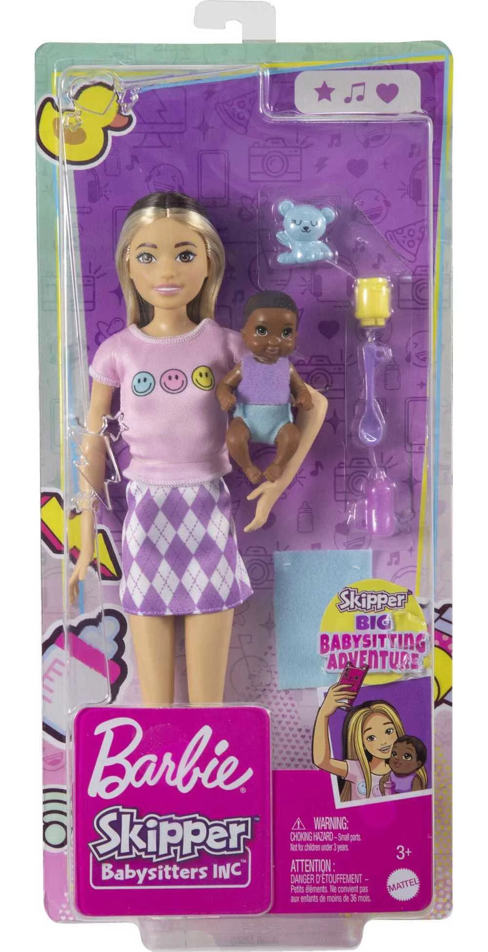 Argyle Skirt Doll with 2-Tone Hair, Baby Doll & 5 Pieces J943